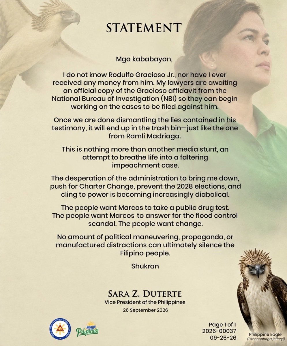 unniemilledy's tweet photo. “No amount of political maneuvering, propaganda, or manufactured distractions can ultimately silence the Filipino people.” -@indaysara 👊🏽💚🦅
#ProtectVPSaraDuterte
#SilentMartialLaw
#Marcos💰👿🐊 #Romualdez
#BendTheLaw #Bangag
#DrugAddict #BBM #ICC
#FloodControlCorruption https://t.co/mK6WUkA19d