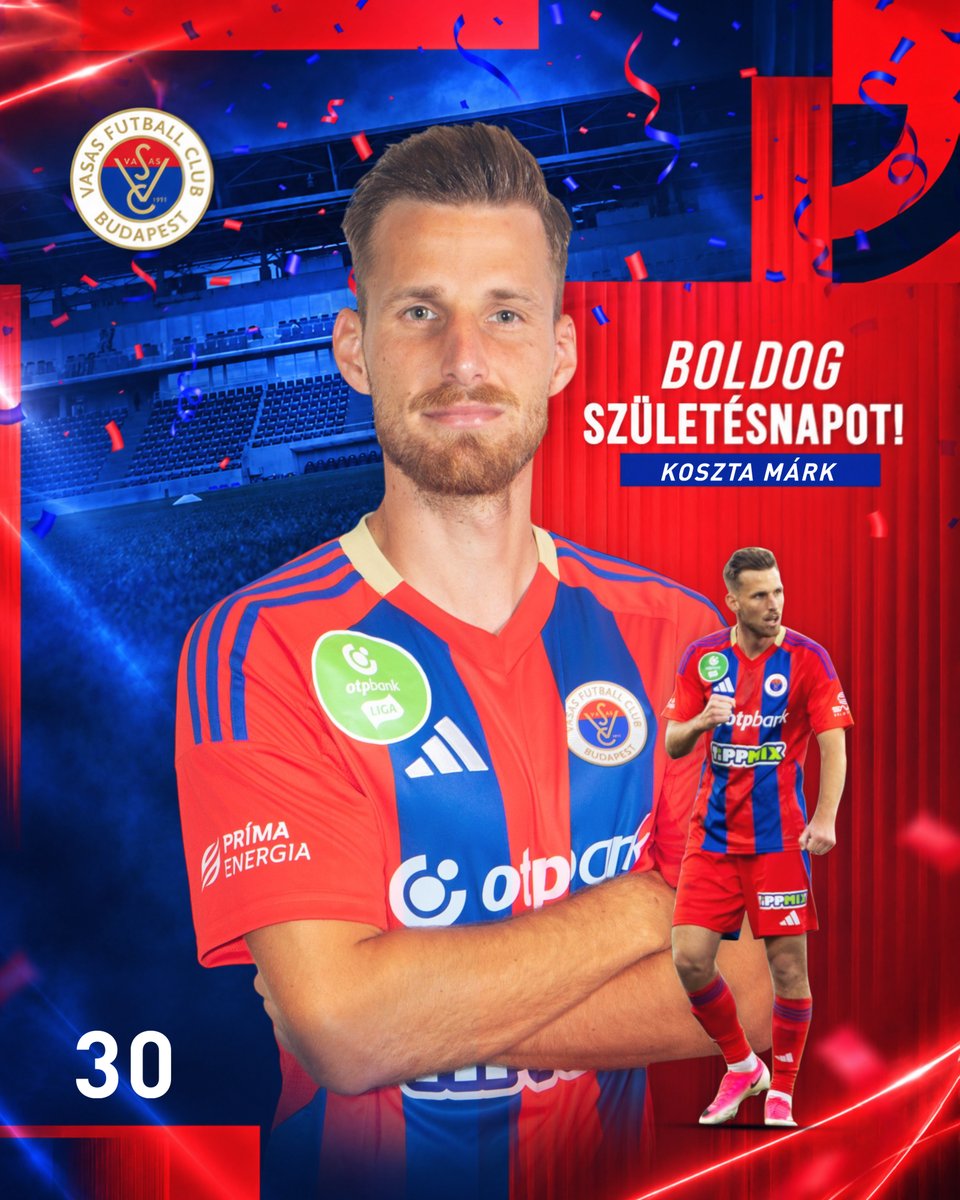 Vasas_FC's tweet photo. ❤️💙🥳🎂Ma ünnepli születésnapját csapatunk támadója, Koszta Márk! Isten éltessen, Márk! #hajravasas #vasas #vasasfc #vasasfutballclub https://t.co/J1s3j3GLr1
