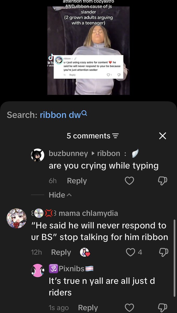 Realniggasbake's tweet photo. So like theirs this weirdo on TikTok who keeps exposing nsfw to children and calling any adult who calls them out pedos, they’ve shared cozyastros/seductiveastros nsfw work on TikTok (audios as well) and says he’s problematic NO PROOF AT ALL BTW https://t.co/PlBgOXfEWt