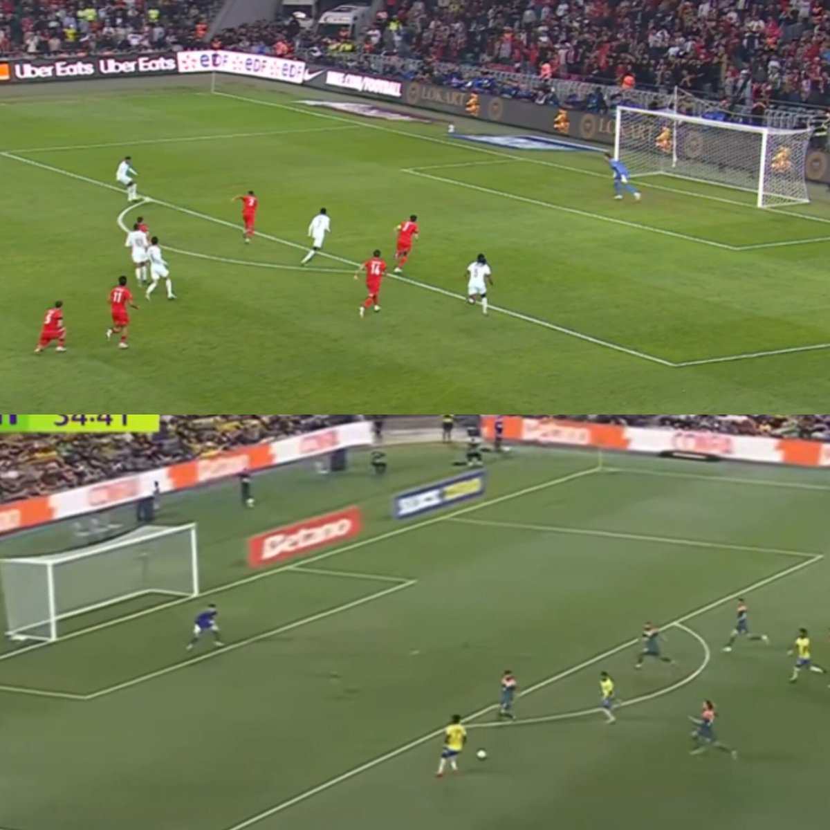 Kai_RMCF's tweet photo. Both Mbappe and Vini got passes in similar position. Mbappe took a shot and scored, Vini didn't shoot or pass but gave away the possession instead. 

I know who I want at Madrid's LW. 👍 https://t.co/gMOknIa465