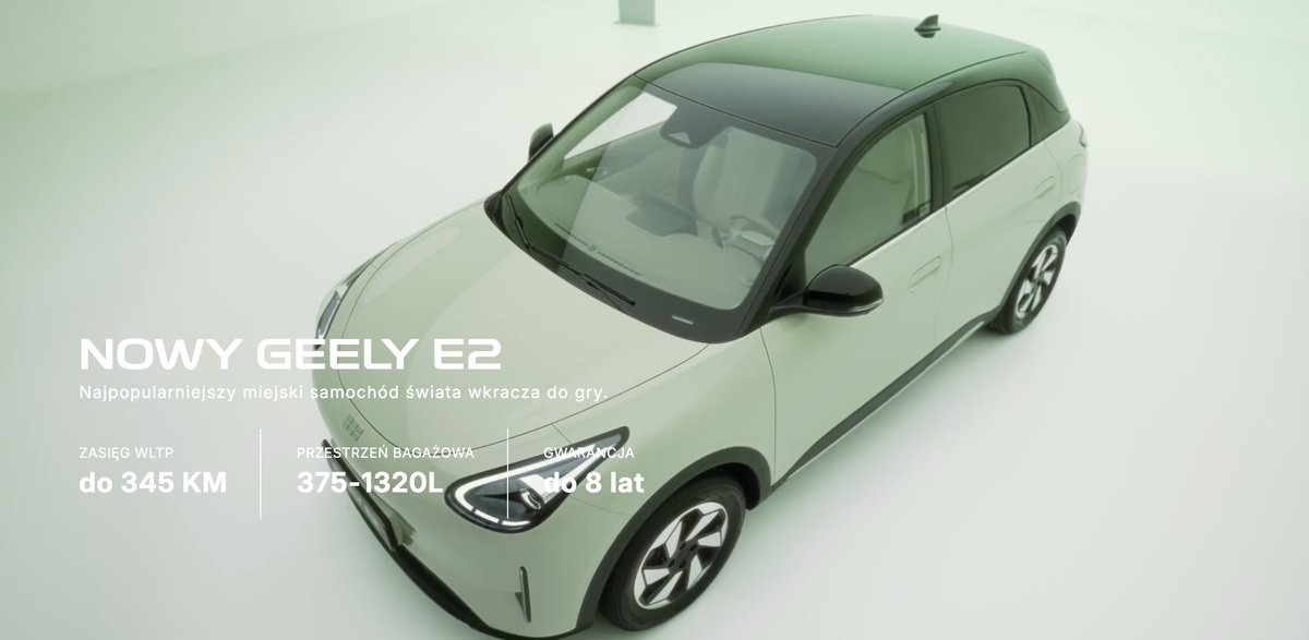 TechShiftPL's tweet photo. #Geely E2 jest już na stronie https://t.co/6tg6luyyGt

Na razie brak cen ale auto z cała pewnością kosztowało poniżej 100k PLN w wersji podstawowej.

Zasięg WLTP 375km i 8 lat gwaranacji. To może być hit przy tej cenie. https://t.co/lFbQ0m9HDD