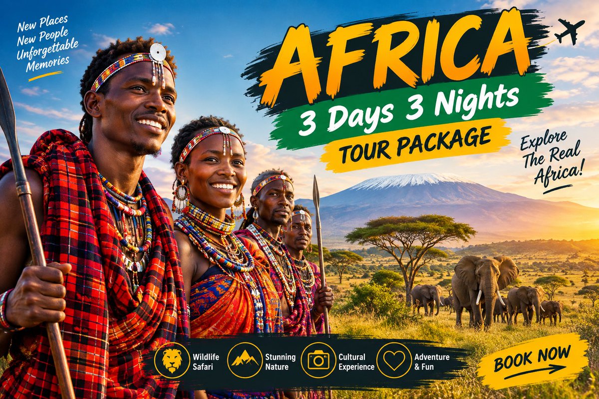 BilionTigga's tweet photo. 🌍 AFRICA TOUR PACKAGE 🦁✈️

🔥 ৩ দিন ৩ রাতের অসাধারণ আফ্রিকা ভ্রমণ!
🏕️ প্রকৃতি • 🦁 Wildlife • 📸 Adventure
✨ নতুন জায়গা, নতুন অভিজ্ঞতা, অসংখ্য স্মৃতি!
📅 3 Days 3 Nights Tour Package
🌍 Explore Africa • Live the Adventure! 

#AfricaTour #AfricaTravel #AfricaTrip https://t.co/RcTVNx8eSI