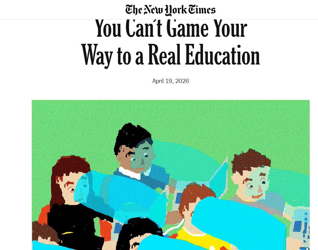 sanz_ismael's tweet photo. The New York Times: No puedes “gamificar” una educación real.
La obsesión por hacer que aprender sea siempre “divertido” ha llevado a llenar las aulas de pantallas, juegos y estímulos rápidos. Pero educar no es entretener: es exigir atención, esfuerzo y pensamiento profundo.
La tecnología debe ser una herramienta complementaria, no el centro del aprendizaje. https://t.co/ar0gPMtXkh