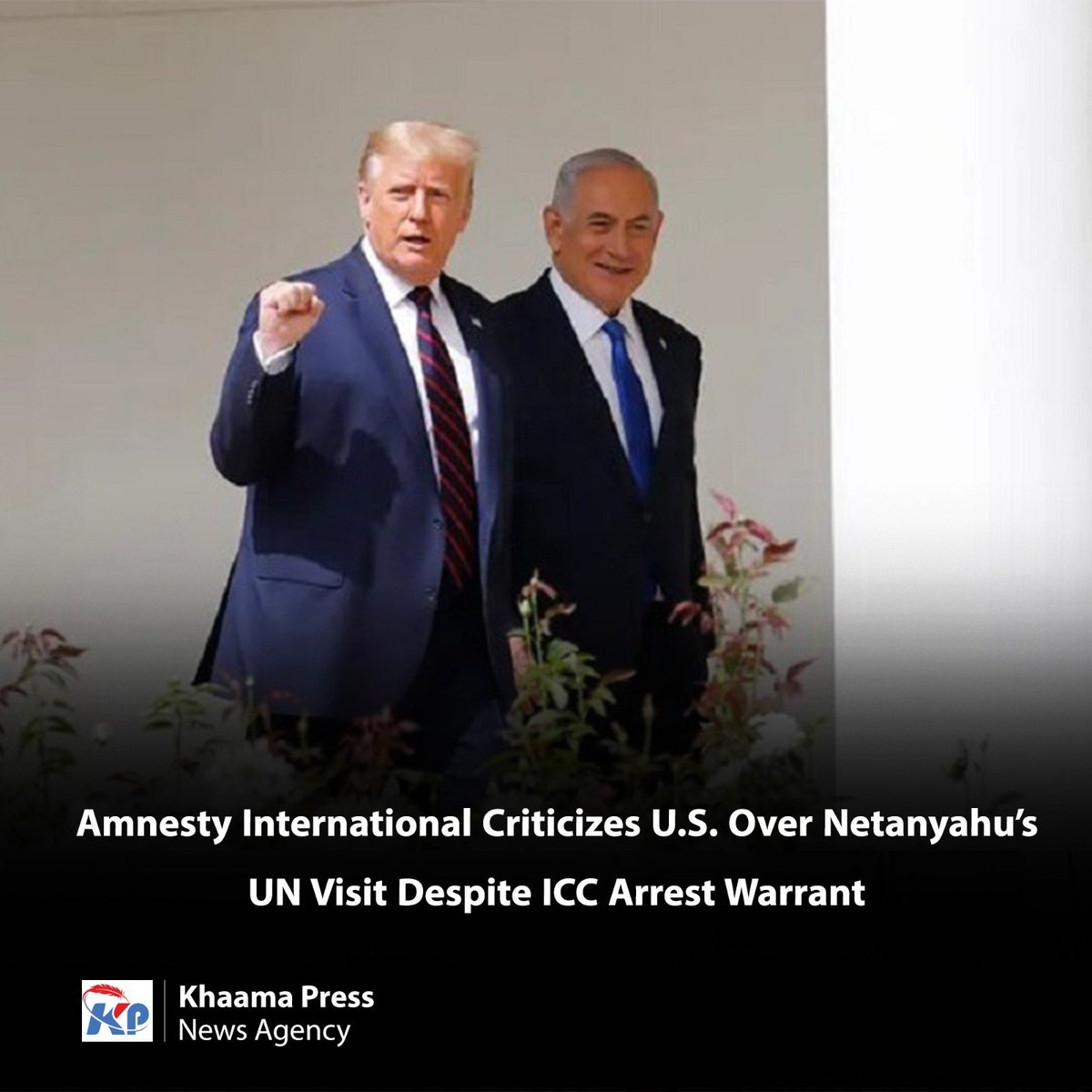 khaama's tweet photo. Amnesty International has criticized the United States for allowing Israeli Prime Minister Benjamin Netanyahu to address the United Nations General Assembly in New York despite an arrest warrant issued against him by the International Criminal Court (ICC).

https://t.co/8CLSA4zumI