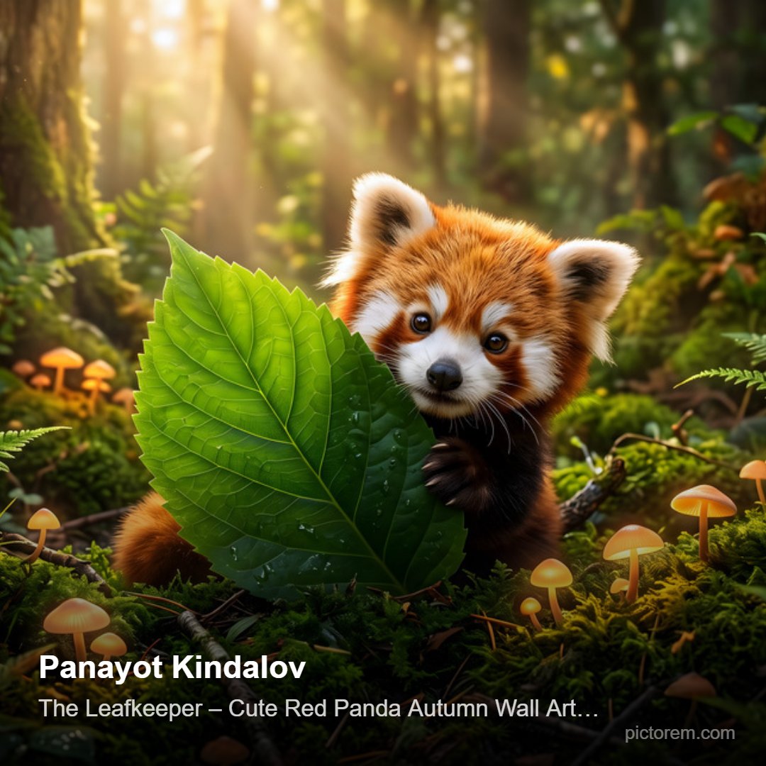 PKindalov's tweet photo. Cuddle up with "The Leafkeeper"! This adorable red panda autumn art print by Panayot Kindalov brings cozy vibes to any space. 🍂🧡 Shop now: https://t.co/I2D1Ig6ZDz #RedPandaArt #AutumnVibes https://t.co/WJFn2m2SZD