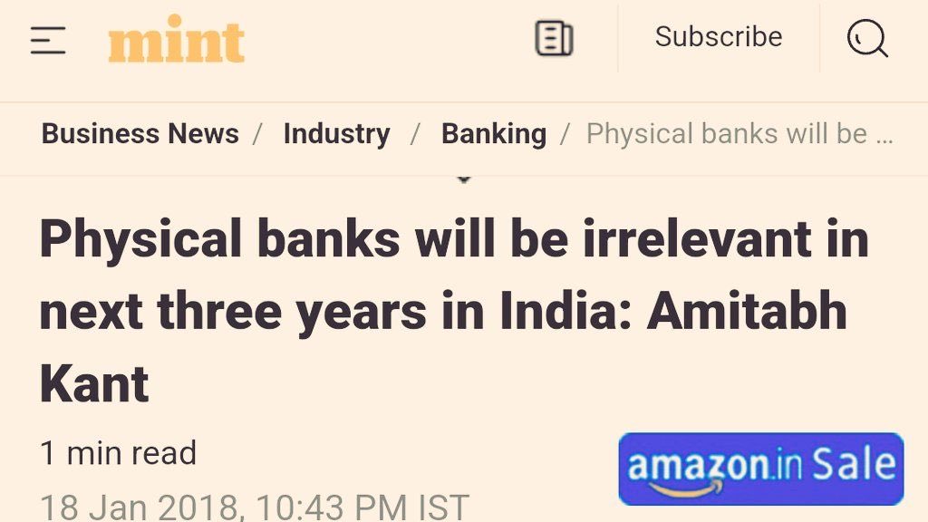 amrit_hbk's tweet photo. 2018 : Physical Banks will be irrelevant

2026 : Come to Branch on Sunday 😂

Progress. 🏦📈😂🛎️🛎️

Welcome to new ERA of digital banking 😂 #bankstrile https://t.co/yplCs9VCra