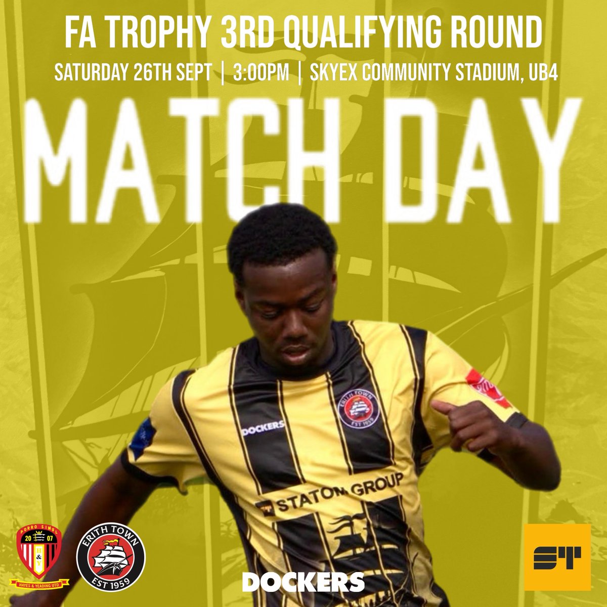 ErithTown's tweet photo. 🏆 | #FATrophy

It’s Saturday, you know what that means?

It’s #FATrophy action for The Dockers today as we face off with @hyufc_official at the SkyEx Community Stadium!

#UpTheDockers #DOCKERS https://t.co/FJJmtYFiTj