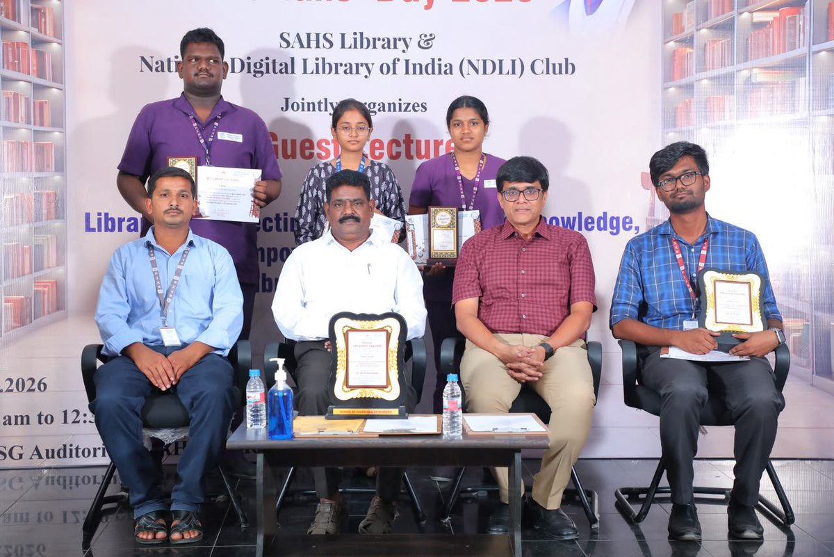 sahsvmrfsalem's tweet photo. National Librarian Day SAHS Library & (NDLI) Club, successfully organized a Guest Lecture on “Libraries: Connecting People, Preserving Knowledge, Empowering the Future”
#NationalLibraryDay #NDLI #awareness #promote #DigitalLibrary #librarycommunity https://t.co/WpceQnMe7E