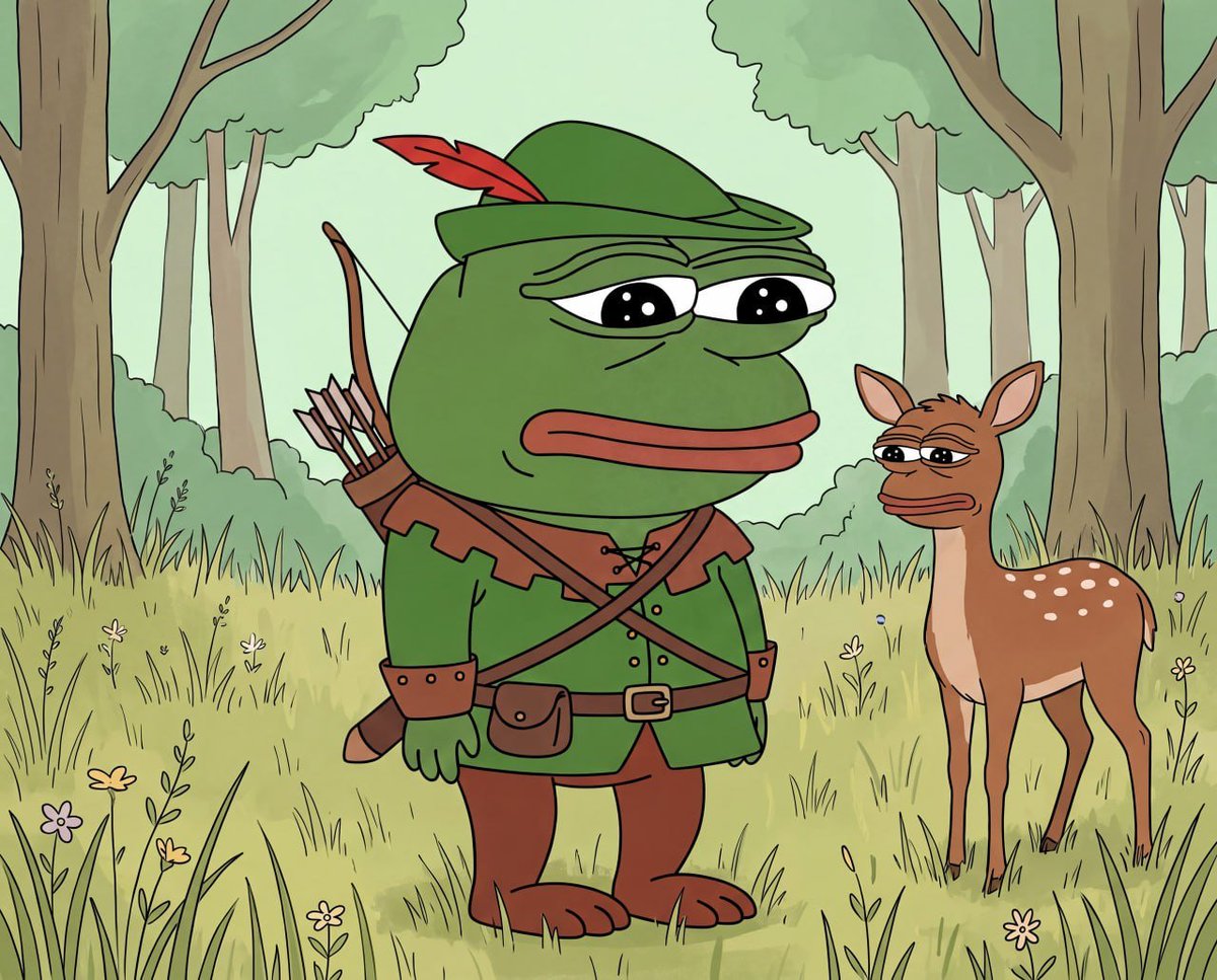 RobinPepeCoin's tweet photo. The deer of this forest all wear the same face. Nobody knows why and nobody asks. https://t.co/LGMet8NhTB