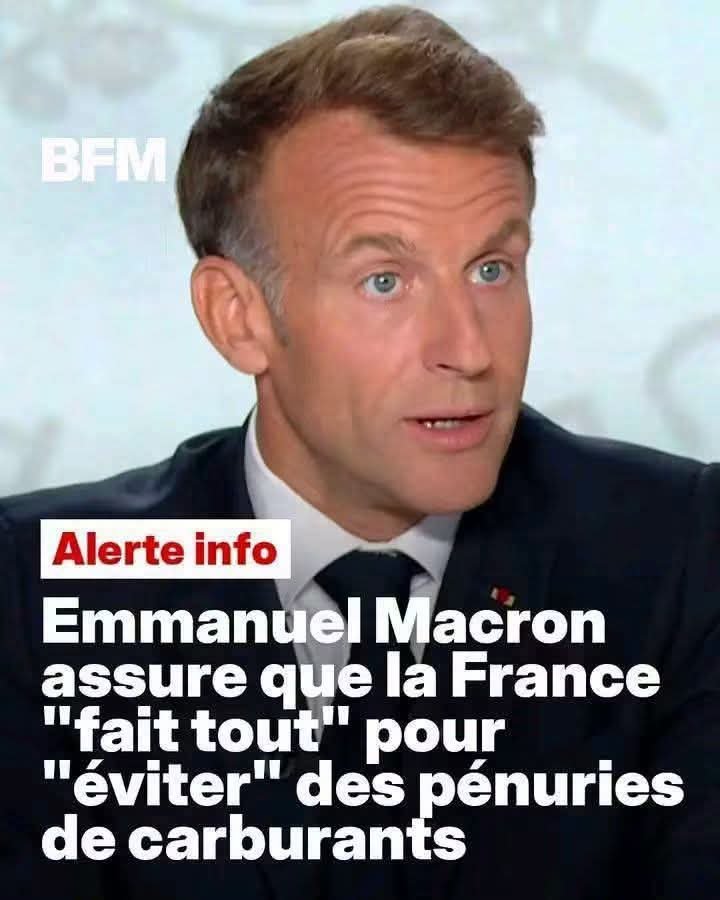DelphineSankara's tweet photo. 🔴Pourtant, quand les mercenaires téléguidés d' @EmmanuelMacron nous avaient fait un blocus terroriste sur le carburant à #Bamako, c'est la faute de nos autorités qu'on criait sur tous les toits !

Aujourd'hui la France🇫🇷 de #Macron elle-même annonce une pénurie de carburant. https://t.co/jyMb45HWIg