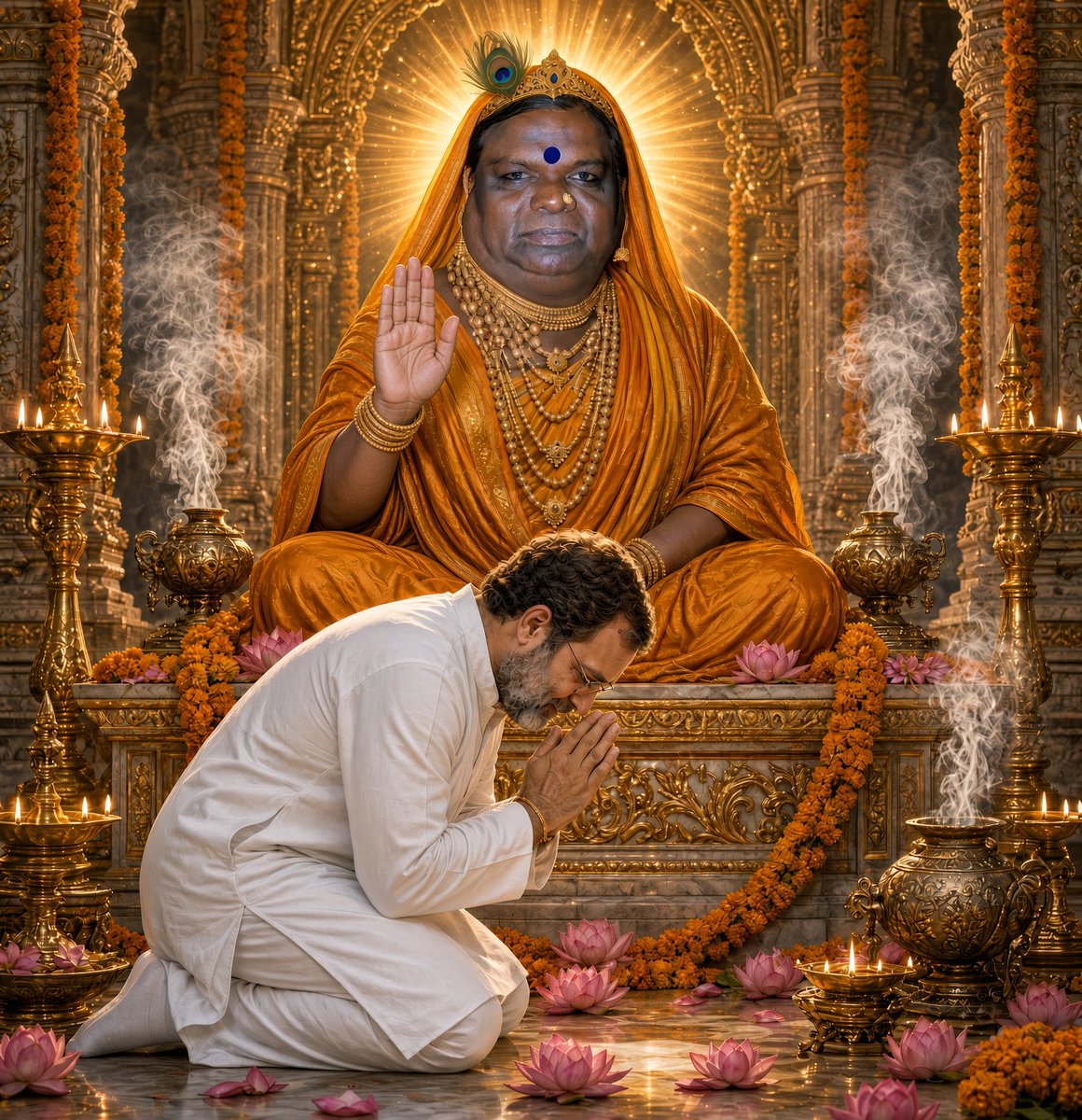 DiogenesEast's tweet photo. @Amara__Don Definitely Rahul Gandhi. He is a devout follower of Shri Krishna Mata. 

May Shri Krishna Mata bless all those who worship her. Radhe Radhe. https://t.co/wU8eQbdwoE