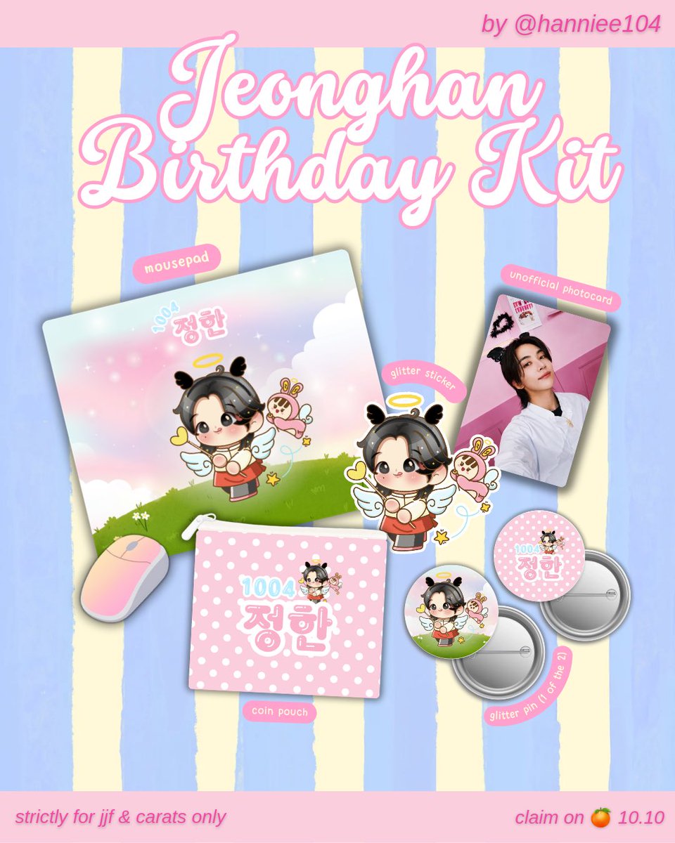 hanniee104's tweet photo. ꒰ྀི১ JEONGHAN B’DAY FREEBIES ໒꒱ིྀ
by @hanniee104 

(strictly for jjf &amp; carat only)

how to claim? 
♡ like &amp; rt
♡ co by🍊 10/10/26 at 19.15 WIB (link tba)
♡ write ur usn on notes
♡ very limited qty: 1 person 1 kit
♡don’t throw or sell 

please tag me if u get the freebies💕 https://t.co/oZmVhPPTEC