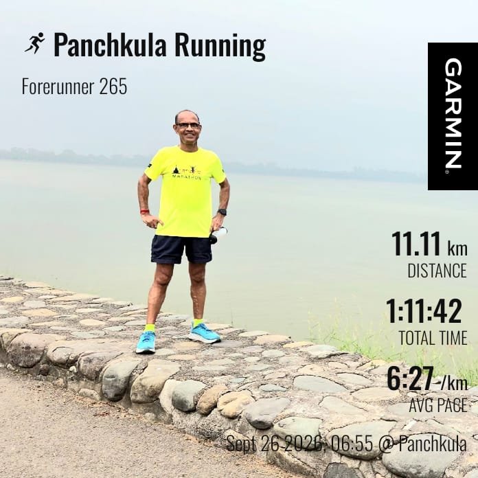 gbsdelhi's tweet photo. 11.11 K Run in 1:11:42
at Sukhna lake
with Avg HR 136
Max HR 166
Avg Cadence 191
Max Cadence 200
Avg Stride Length 0.81 Mtr ๐ฎ๐ณ
#FitnessMotivation
#beingfit@65
#proudseniorcitizen
#workinprogress
#MissionLiFE
#FitIndia
#HitIndia https://t.co/dH1Cdnj3YP