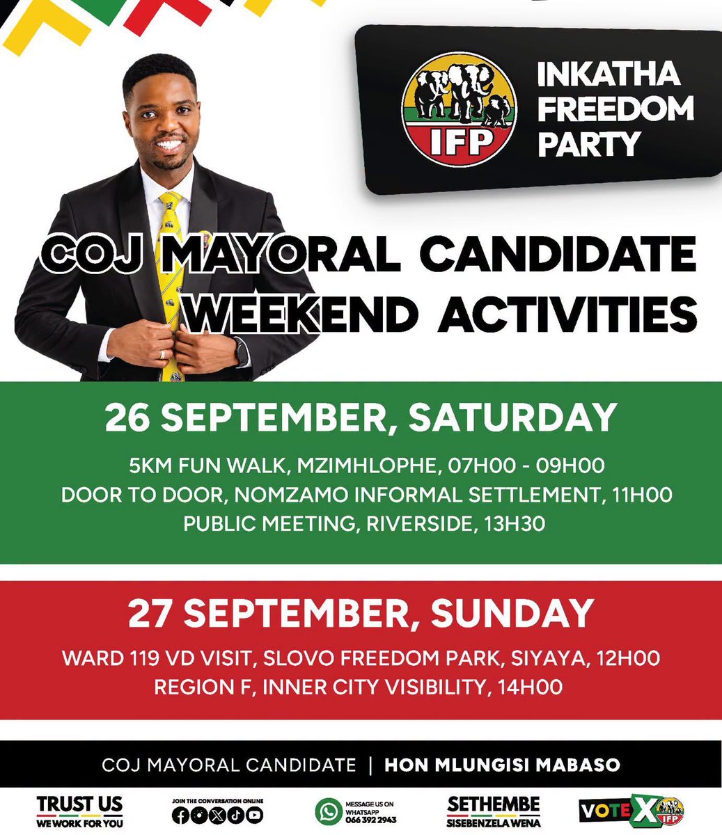 SphumeMadide's tweet photo. Meeting communities where they are. ๐ฟ๐ฆโ๐ฝ
#IFP #MlungisiMabaso #Johannesburg #OnTheGround #LGE2026 #TrustUsToWorkForYou #Sethembe #TrustUs #WeWorkForYou #IFPInGovernment #IFPDelivers #ServiceDeliveryInAction #SisebenzelaWena #2026LGE https://t.co/g6wxp4Nezz