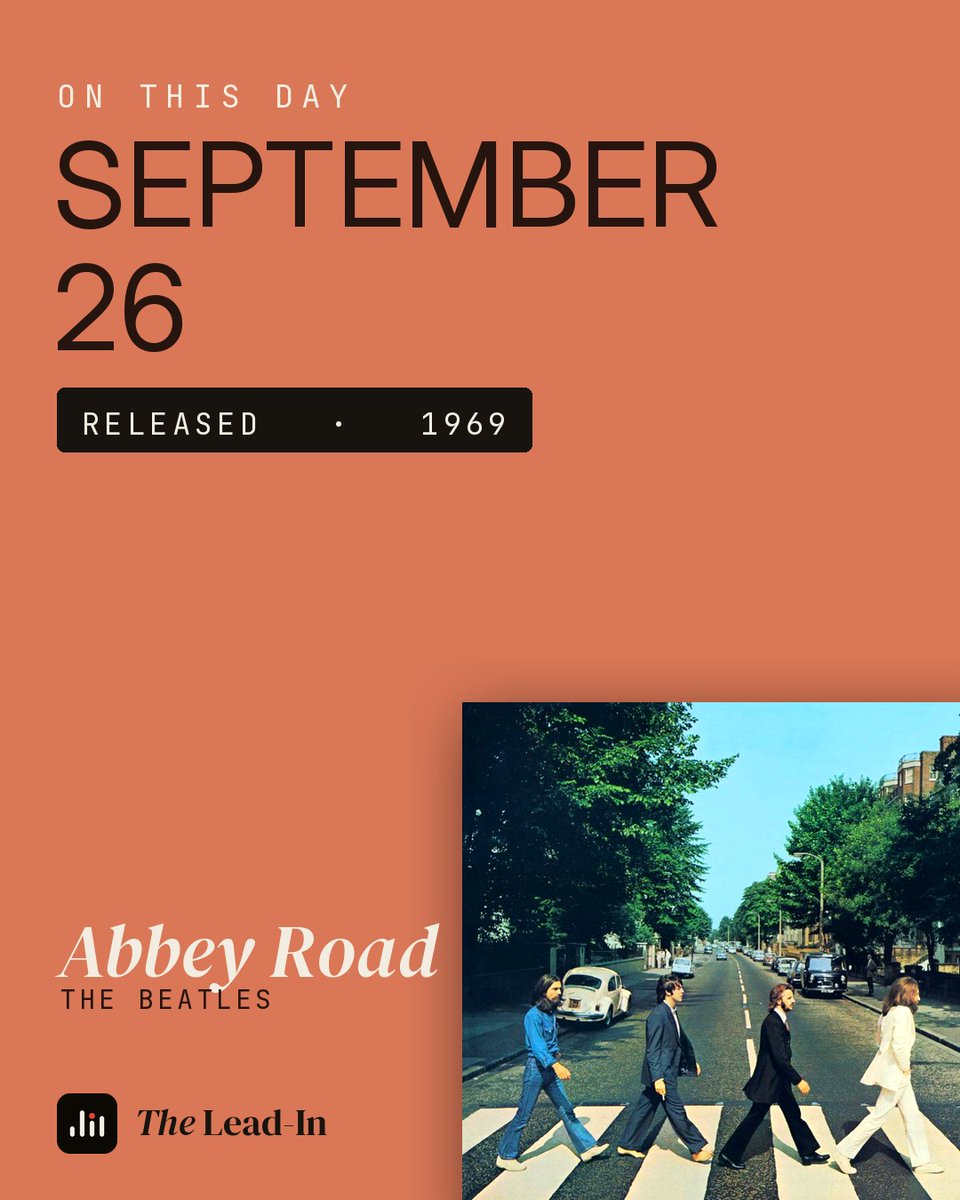TheLead_in's tweet photo. On this day in 1969, The Beatles released Abbey Road. The last album the Beatles ever recorded together.
https://t.co/6zd1S5rVaH
#thebeatles #abbeyroad #onthisday #vinylcommunity #vinyl https://t.co/Se6b3dpejF