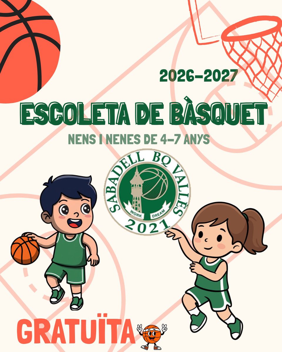 SbdBQValles's tweet photo. 🏀💚Els primers bots cap a una gran aventura!💚🏀

Tens un nen o una nena d’entre 4 i 7 anys? Ara és el moment perfecte perquè descobreixi el món del bàsquet! https://t.co/56DegVxWWE