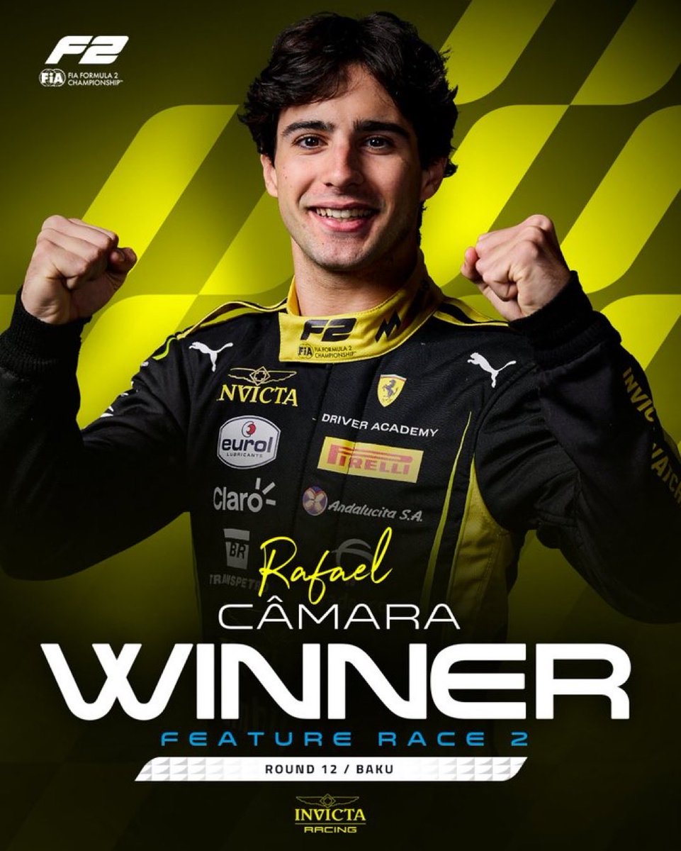 RaceLineFR's tweet photo. FORMULE 2

La Victoire de CAMARA suite à la pénalité de DUNNE, il finit à 7 dixièmes devant TSOLOV et DUNNE finit donc 3e suite à ces 5 secondes de pénalité

(VIA @Formula2)
#F2 #AzerbaidjanGP https://t.co/kS9mr6bYJD
