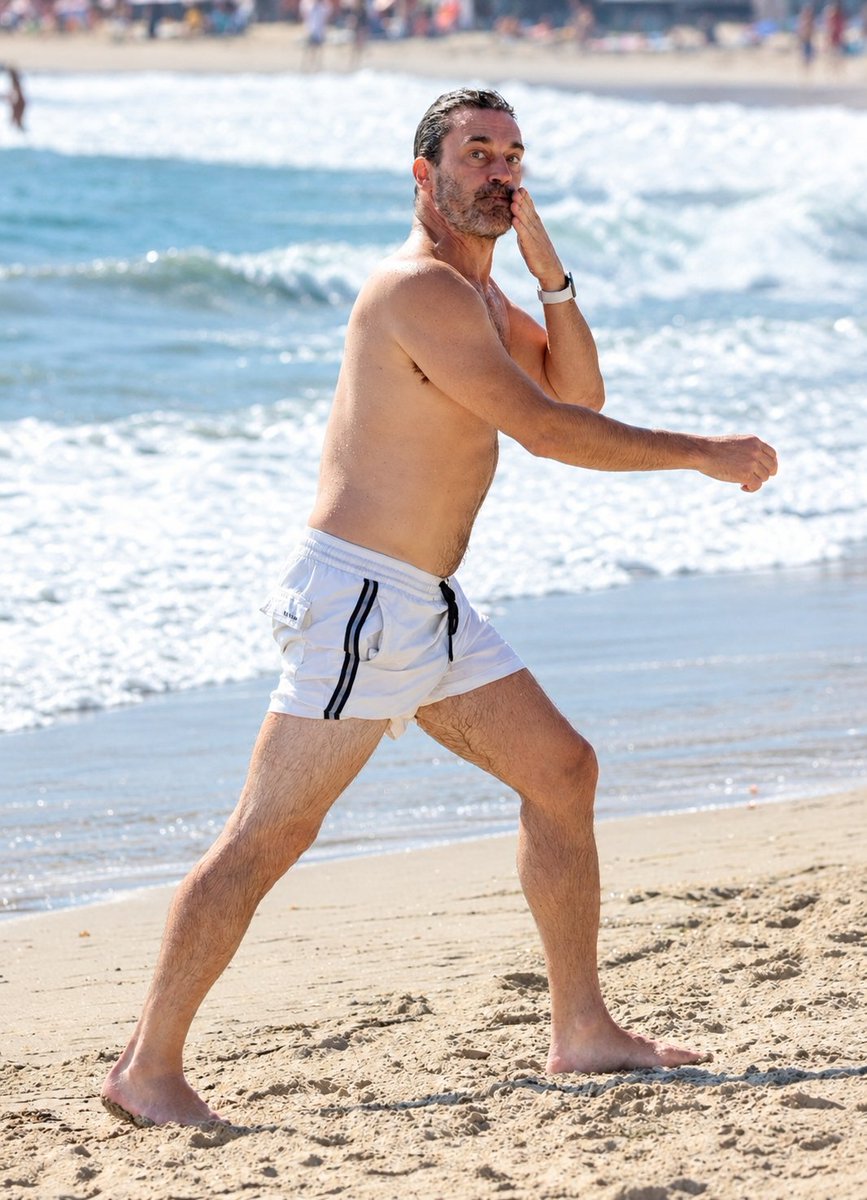 praiseleven's tweet photo. Jon Hamm Goes Shirtless for Beach Day  in Santa Barbara, Calif. https://t.co/29HpEcqMQL