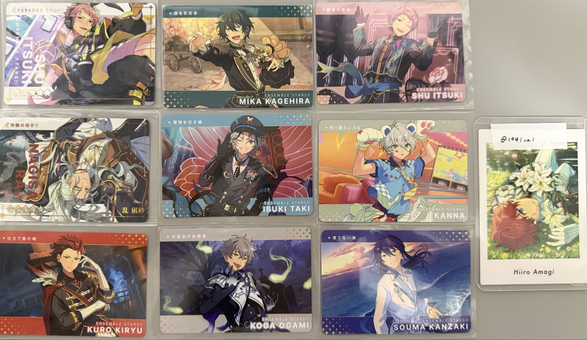 1041va1's tweet photo. 【交換】あんスタ カードダス vol.2

譲 ♡ R凪砂、R宗、N紅郎、Nみか、N維吹、N晃牙、N宗、Nカンナ、N颯馬
求 ♡ 同種一彩

郵送希望です。
お気軽にお声掛けください✉️ https://t.co/1oEXLLQyYj