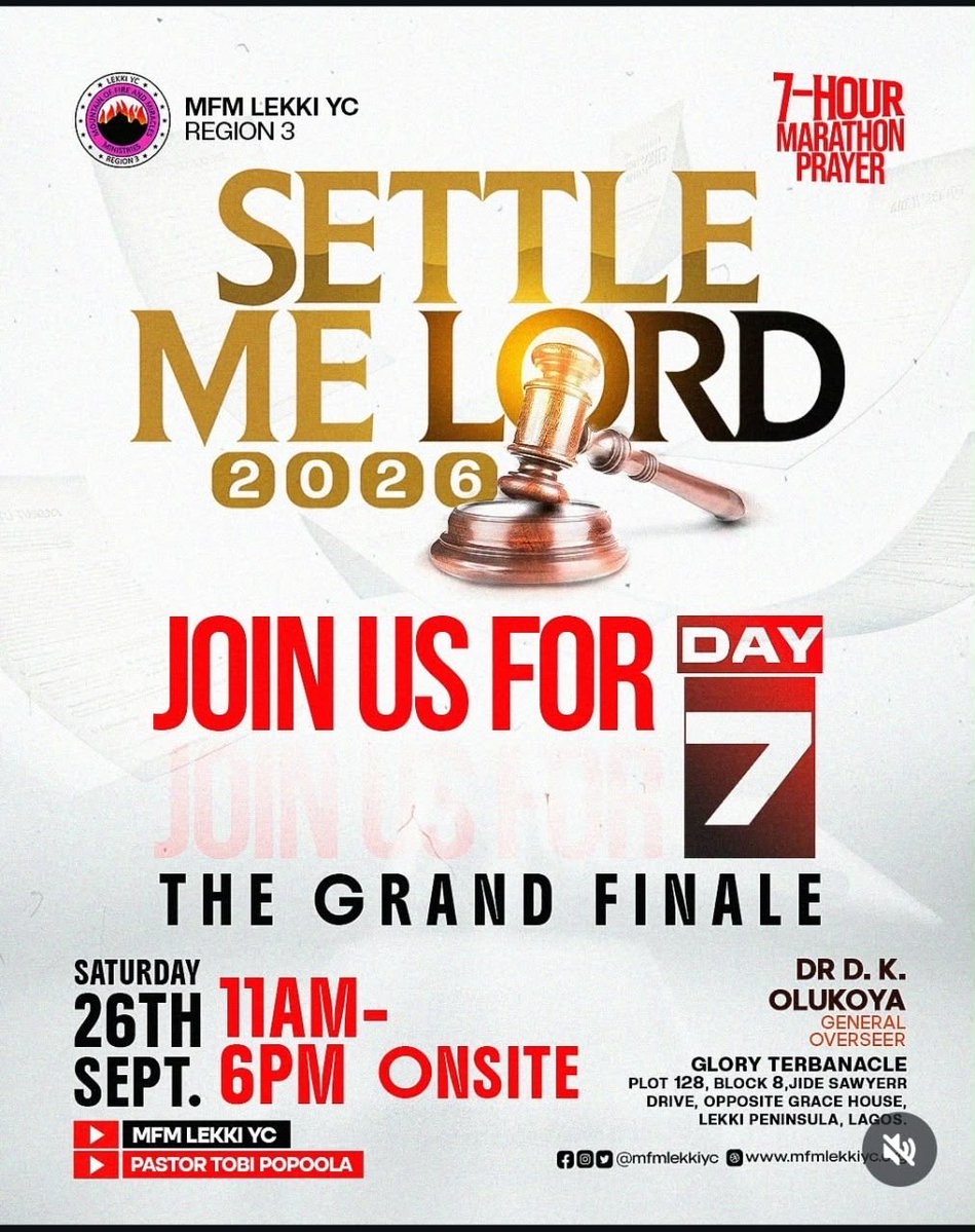 WaleGhost49's tweet photo. 🔥 SETTLE ME LORD — FINAL DAY!

Today: 7-Hour Prayer Marathon | 11AM–6PM

What are you trusting God to settle? Submit your prayer request and join us in prayer.

📝 https://t.co/HKP7l0wiAY https://t.co/8zoxNYOkTv