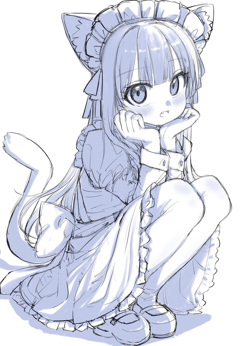 hitori529640's tweet photo. 絵の練習。エプロンの下部を描き忘れていたことに気付くなど。あとパースがムズい https://t.co/JOlIY5015A