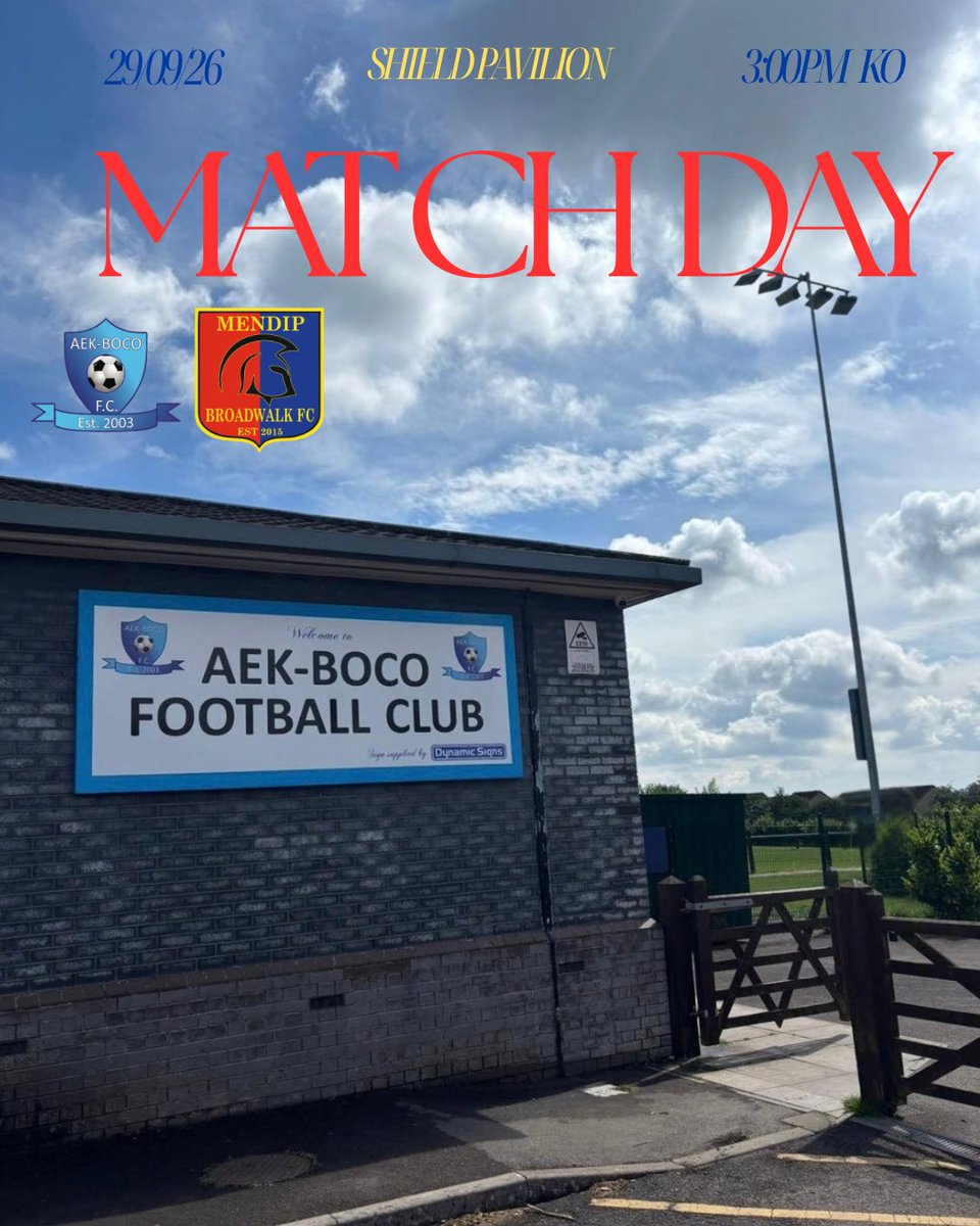 mendipmatchday's tweet photo. MATCH DAY 🏟️

Today we are back to action as we face @aekbocofc.

VS @aekbocofc 
📆 Saturday 29th September 
🏆@Jewson @_WesternLeague_ 
⏰ 3:00PM KO
🏟️ Shield Pavilion, Greenbank Road, BS15 3RZ

Come down and get behind the lads 👏

@_WesternLeague_ 
@swsportsnews https://t.co/JXkKBPbUp9