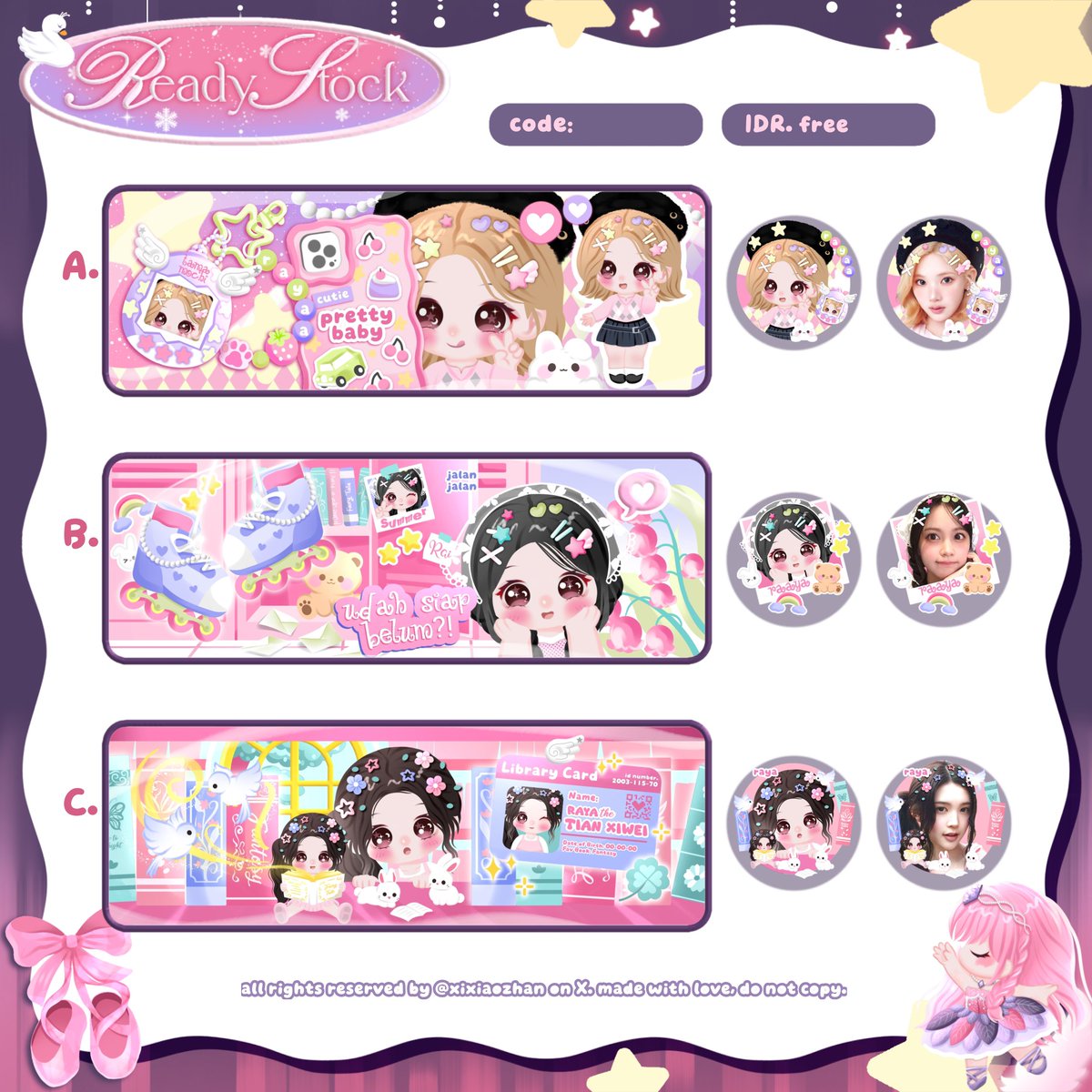 xixiaozhan's tweet photo. ⠀
౨ৎ Help repost? Thank you ૮꒰ ˶ᵔ ᵕ ᵔ˶꒱ა 🌷💓

Aloo ︵🎀 🍰 ada kakak baik mau berbagi 𓏲 ๋࣭ ࣪ ˖  FREE layout chibi RS di bawah!👸🌸 dengan syarat: 

🌸 follow+RT pinned @liiluvy
💌 rep huruf layout + doa baik untuk kak lilu + tag usnnya
⏰️ end 28 Sept

𑣲⋆ #zonauang . https://t.co/xBd0ZsMCjd