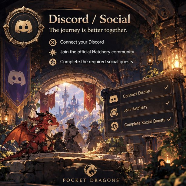 0xMobinGh's tweet photo. Badge: Discord / Social

The next @Pocket_Dragons_ badge takes you beyond the Hatchery.

Connect your Discord, join the official Hatchery community and complete the required social quests.

Your Keeper journey isn’t only about the egg, the community is part of it too. 🐉 https://t.co/JkdyfnVoRc
