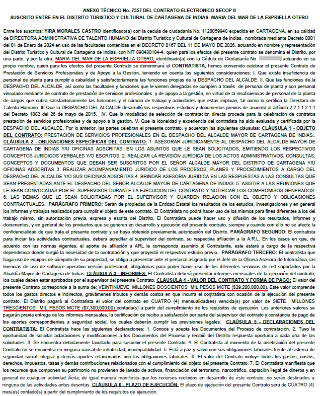 JuanPoe's tweet photo. El 2° contrato de María del Mar de la Espriella es por $29.200.000 para asesorar jurídicamente al Alcalde de Cartagena. Se gana $7.300.000 mensuales. Se firmó del 21/08/2026 al 24/12/2026. Pero eso no fue suficiente. Hay más plata pública para la hermana de Abelardo. Sigue👇 https://t.co/KlK00zWpcC
