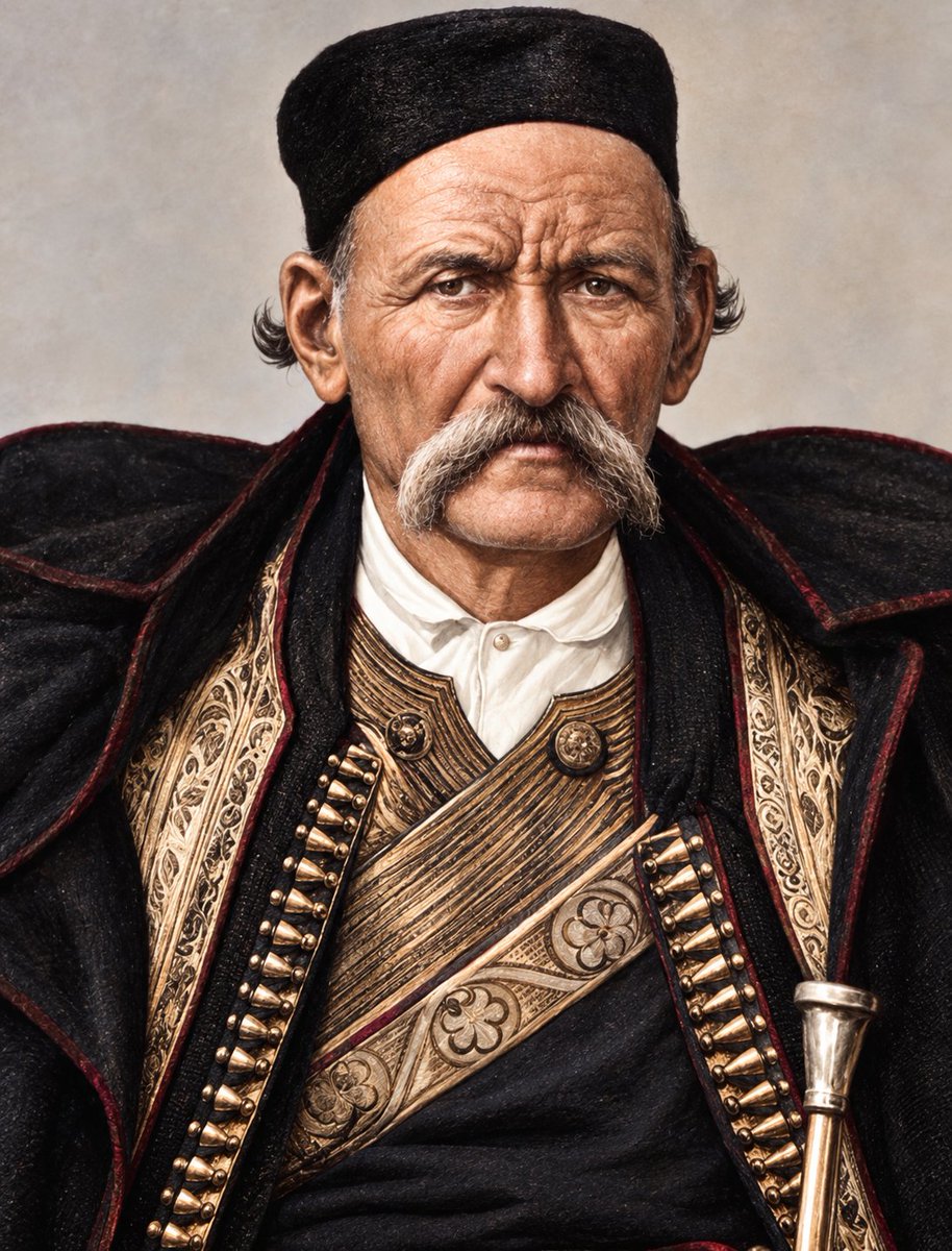 baccalero's tweet photo. COME AND COLLECT IT YOURSELF.

Jihadist Ottoman official Smail-Aga Čengić ordered the killing of Orthodox Christian priest Milutin Cerović.
He was beheaded.

His son, Novica Cerović, was 8 years old.
Novica became one of the leading men of the Serbian clan of Drobnjak.

In 1840, Smail-Aga wanted a tribute from his clan.

Novica had another idea.
He sent Smail-Aga a message:
If you want the tribute,
come and collect it yourself.

Smail-Aga accepted Novica's challenge.
He entered the village with his men.
He took prominent locals hostage.

Then night came.
Novica's men gathered in the darkness, reinforced by other Serbs from Montenegro.
They moved toward the Ottoman camp.
And attacked...Then the darkness erupted with the thunder of gunfire and the clash of steel.

By the time the night was over, Smail-Aga was dead.

The Ottomans answered with a punitive campaign.
Drobnjak area was devastated, and Novica was forced to withdraw.

But his story didn't end there.
A prince made him a Duke and Senator, and one historical account says he received the first Miloš Obilić Medal for bravery.
And Novica still had another 55 years to live.

His life wasn't only war.
In 1854, he helped establish the first secular school at Morača Monastery.
Then he picked up his weapons again.
In 1858, he led forces in the attack on the town of Kolašin.

And he still wasn't finished.
When another great war against the Ottoman Empire began in 1876, Novica was already in his 70s.

The old warrior joined the struggle again, serving in Prince Nikola's high command during operations in Herzegovina.

But this time, he wasn't alone.
A new generation was fighting the same empire, men like Pero Tunguz, Mićo Ljubibratić, and others we've talked about.

Novica had been fighting it since before some of them were even born.
He lived until 1895, nearly 90 years old.

Perhaps the most interesting thing Novica left behind was how he explained sacrifice.
Speaking about everything he had lost:
“If I have lost everything I had, Prince Lazar too lost at Kosovo (1389) his empire and lordship, everything he possessed, and even his head...”

Nearly five centuries after Kosovo battle, Prince Lazar's struggle was still the example by which a man from Drobnjak clan understood his own sacrifice.
Kosovo as the pattern of loss that does not cancel the duty.
🫡