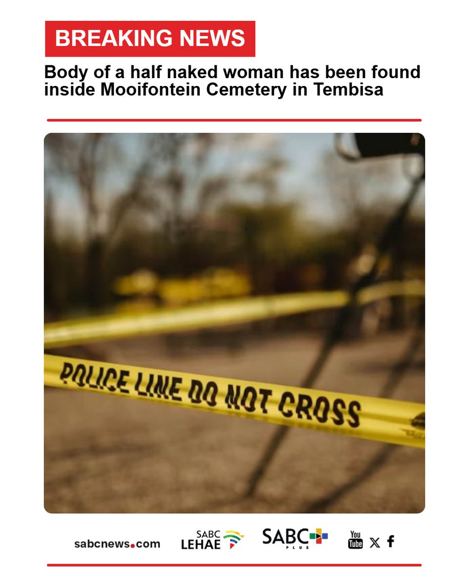 SABCNews's tweet photo. BREAKING NEWS | Police have confirmed that the body of a half naked woman has been found inside Mooifontein Cemetery in Tembisa near an Informal Settlement. For more visit https://t.co/Jm2zGCk5RU https://t.co/drVEGRivKj