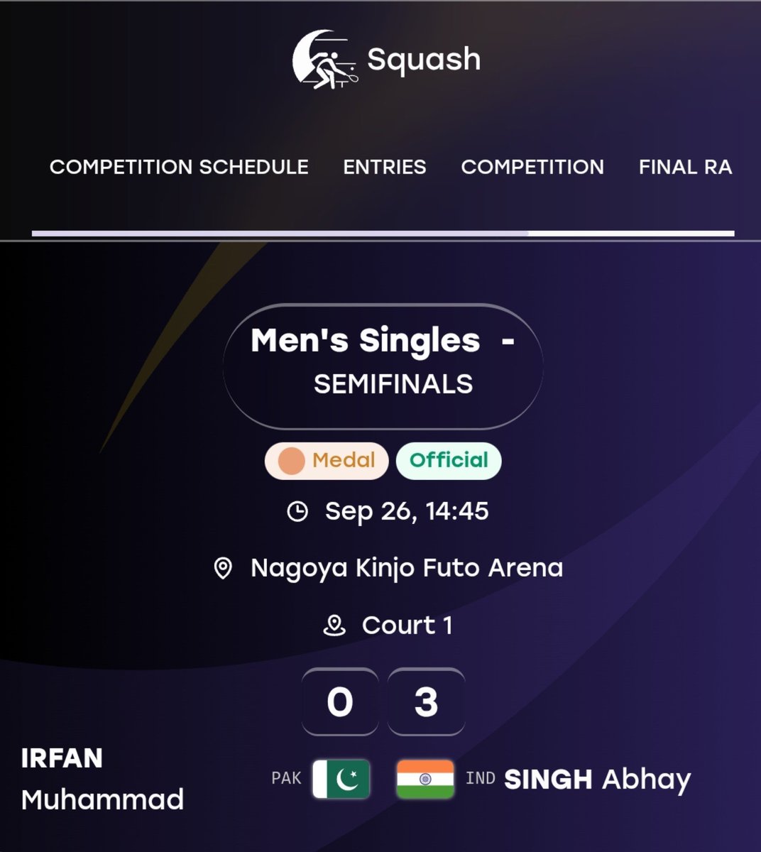 faizanlakhani's tweet photo. Both Noor Zaman and Ashab Irfan were beaten in semi finals. Pakistan's search for a Gold medal continues. https://t.co/15aZicWfE5