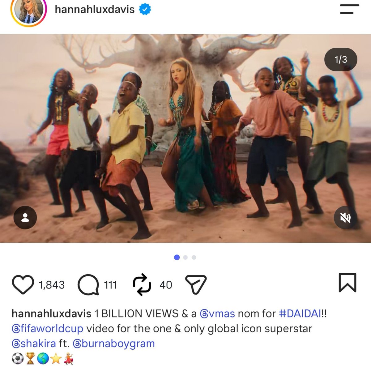 mercymurugi's tweet photo. I worked on a music video that has hit one billion views. One billion people have seen work that I helped put together.  And I get to add on to my portfolio that I worked on Shakira / Burna Boy's Dai Dai World Cup music video

💥💥💥 https://t.co/QTPpvCps6M