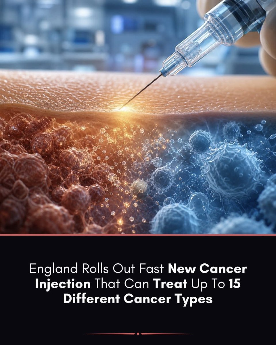 scitechgirl's tweet photo. 🚨 5-Minute Cancer Shot? Here’s the Truth

England has introduced a fast new cancer injection that takes just 3–5 minutes to give. It can be used for up to 15 types of cancer, including lung, skin, and kidney.
But here’s the key detail—this isn’t a brand-new cure. It’s a quicker version of an existing immunotherapy drug called Nivolumab, which helps the immune system fight cancer.

Before, patients needed long IV drips. Now, they can get a quick injection—saving time and making treatment easier.
It’s not a cure for all cancers, but it’s a big step toward faster, more convenient care.

Source: NHS England. NHS rolls out 5-minute ‘super-jab’ for 15 cancers.