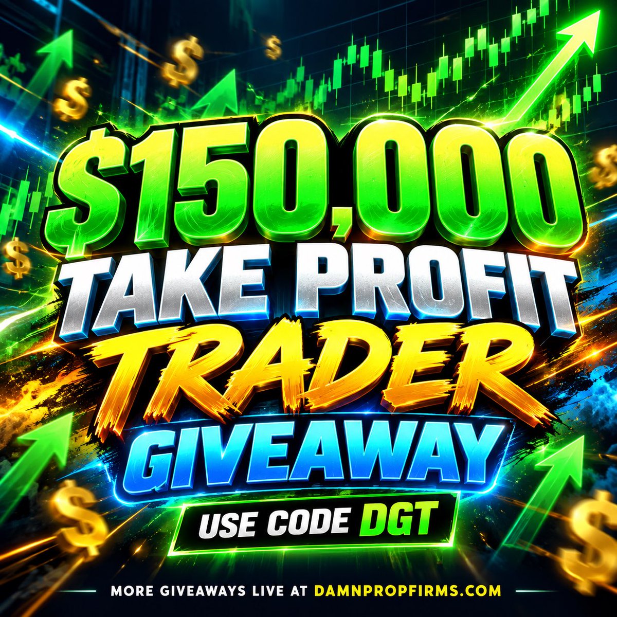 DamnGoodTrading's tweet photo. giving away a $150,000 take profit trader account 💸

to enter:
1. follow @DamnGoodTrading
2. repost this
3. tag 2 traders who love daily payouts

winner announced in 72 hours

use code DGT for 40% off + no activation fee. link in the comments 👇 https://t.co/Wf6wW6EqGH