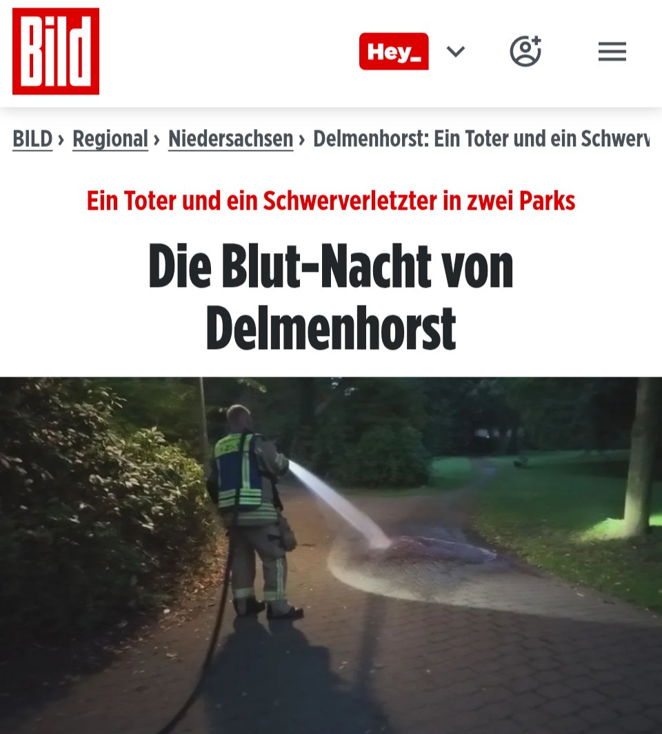 jreichelt's tweet photo. War schon immer so in Delmenhorst, dass die Feuerwehr anrücken muss, um mit dem Löschschlauch das Blut aus dem Park zu spülen. https://t.co/HJBJejZOQi