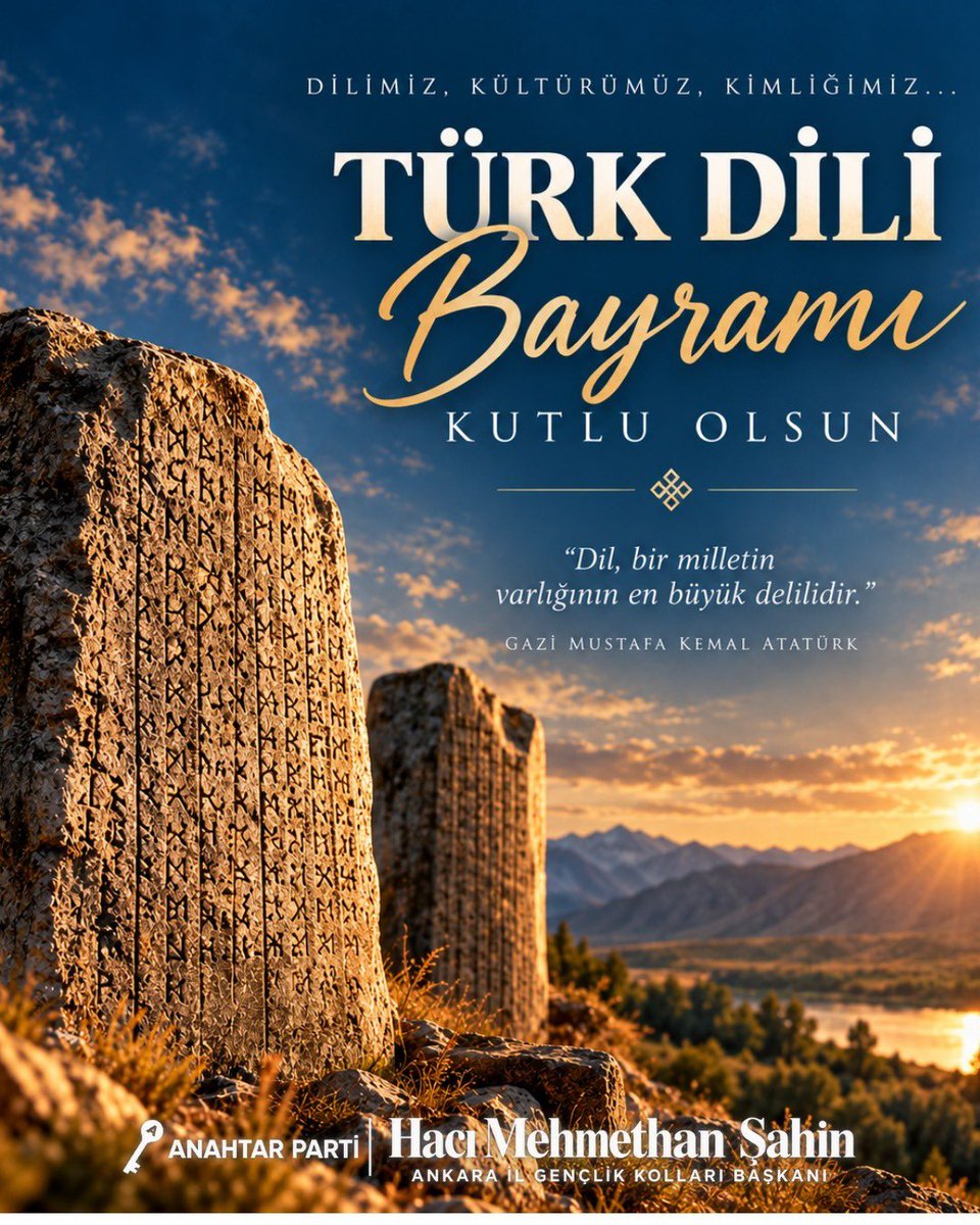 trmehmthan's tweet photo. Bir milletin hafızası dilinde, kültürü kelimelerinde, geleceği ise o dili yaşatan nesillerindedir.

Yüzyılların birikimini, ortak değerlerimizi ve bizi biz yapan kültürümüzü taşıyan Türkçemiz; geçmişten geleceğe uzanan en kıymetli miraslarımızdan biridir.

Bu eşsiz mirası korumak, zenginliğini yaşatmak ve gelecek nesillere en güzel hâliyle aktarmak hepimizin ortak sorumluluğudur.

Türkçemizin sesinin daima güçlü kalması dileğiyle, Türk Dil Bayramı’mız kutlu olsun.