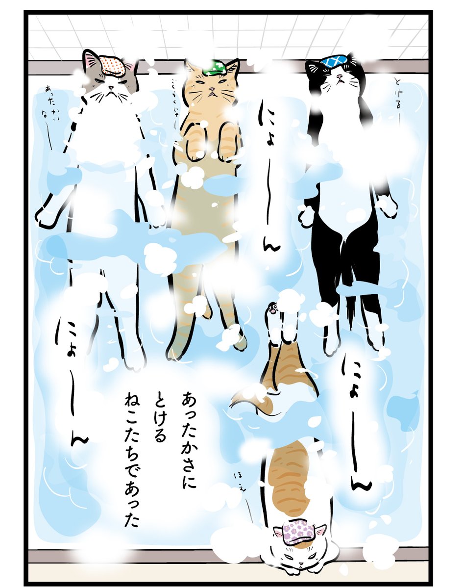 mojugiso's tweet photo. 急に寒いね♨️
ねこゆ再掲です
　
#ねこゆ　#猫湯
　
ねこゆの本が出ます！
よかったらこちらでご予約できます。
特製スマホ壁紙のプレゼントもあります。
 https://t.co/MGtlCuzEjo https://t.co/1WXl7YFcjl