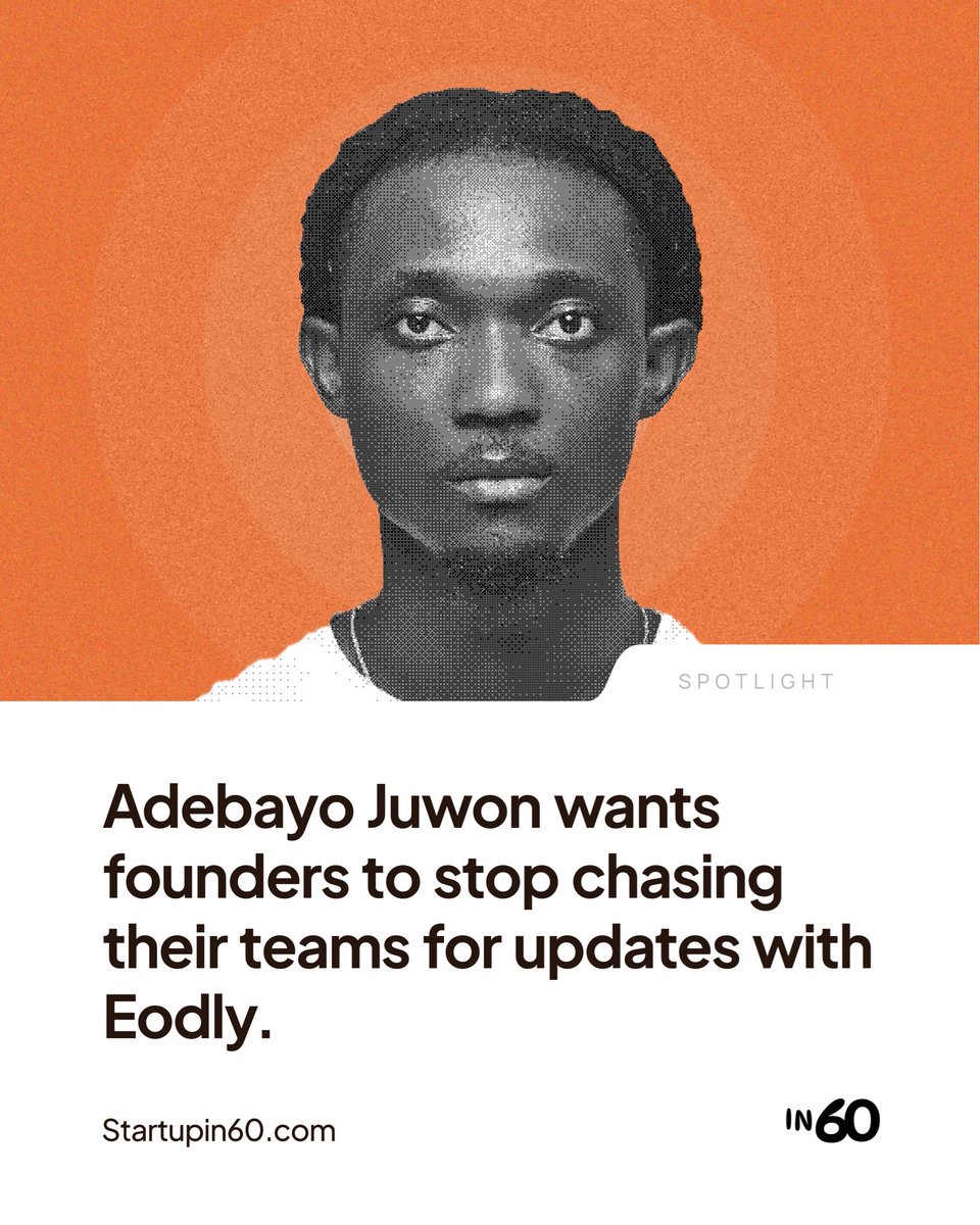 startupIn60's tweet photo. Adebayo Juwon spent eight years managing distributed teams across some of Africa's fastest-moving fintech and crypto companies. And he kept noticing the same problem.

Eodly is his attempt to fix that.
Full story: https://t.co/yWlGGnLiZz https://t.co/p3wjUQDWLS