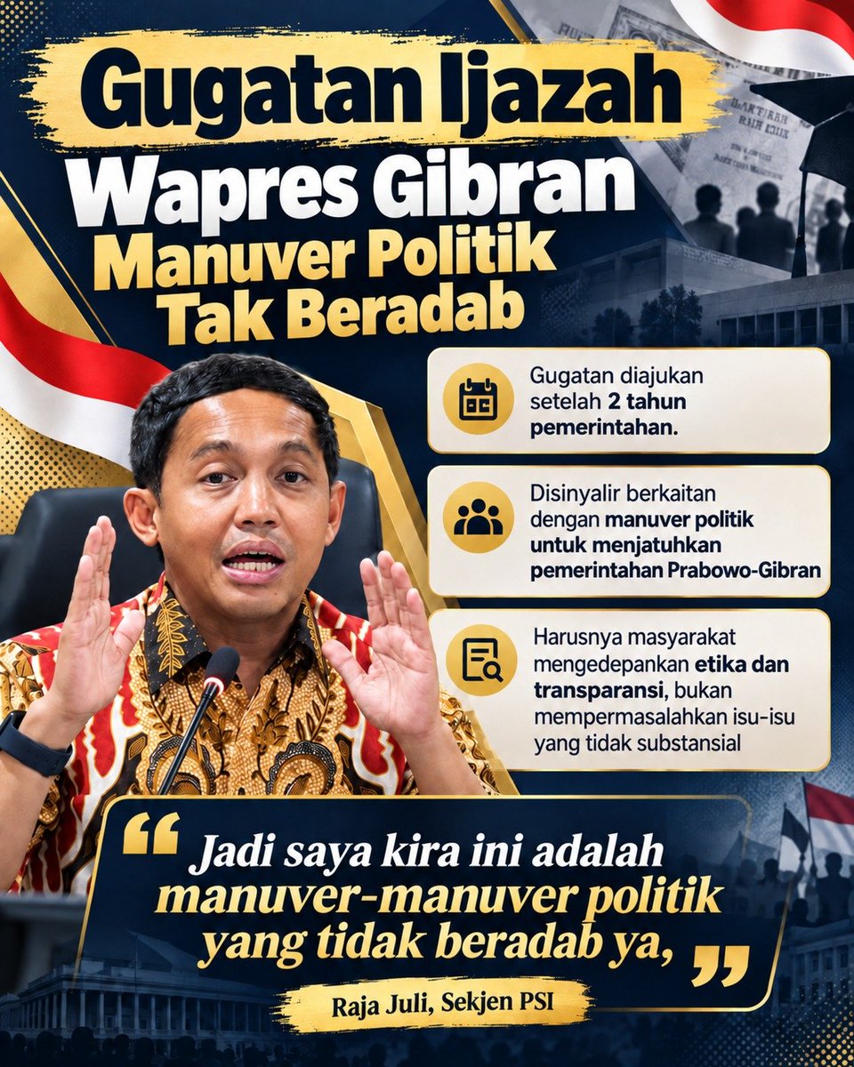 articlte's tweet photo. Seharusnya ruang publik diisi dengan adab dan transparansi substansial, bukan diwarnai drama politik murahan yang tidak produktif bagi bangsa. #PrabowoGibranSah https://t.co/mJmBP8Mdh2
