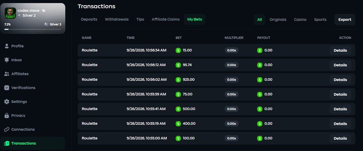 xcodexF's tweet photo. I've been playing under the "Steve" code for a week and have wagered $70,000. I lost $2,500 today. Could we get some fruit juice? @kingadukes @stevewilldoit 

codex steve https://t.co/kumw6CNQWN