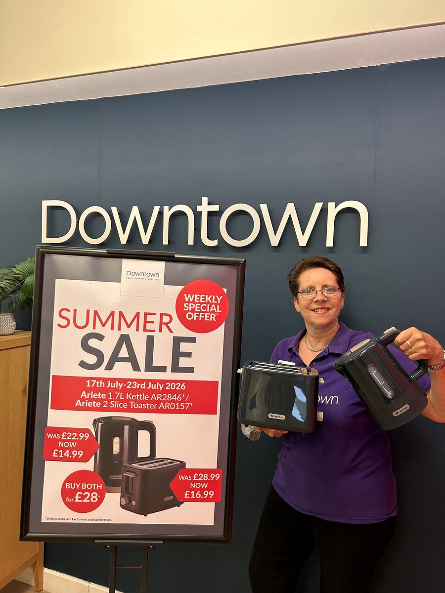 LizzetteScsu's tweet photo. Weekly special offer! Upgrade your kitchen with our Ariete kettle and toaster bundle—get both for just £28. This exclusive Summer Sale deal ends 23 July. Visit us in-store at Downtown Boston or Grantham. https://t.co/W7h9kAijNW