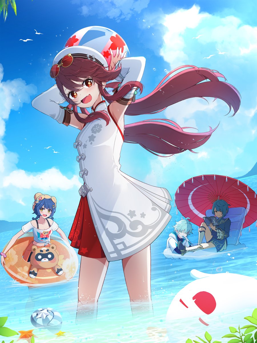 HeyKenP_12i's tweet photo. まだ夏だから！9月はまだ夏だから！！！🌊☀️ 

さらば夏… #HuTao #原神 https://t.co/nfRZJg7mPv