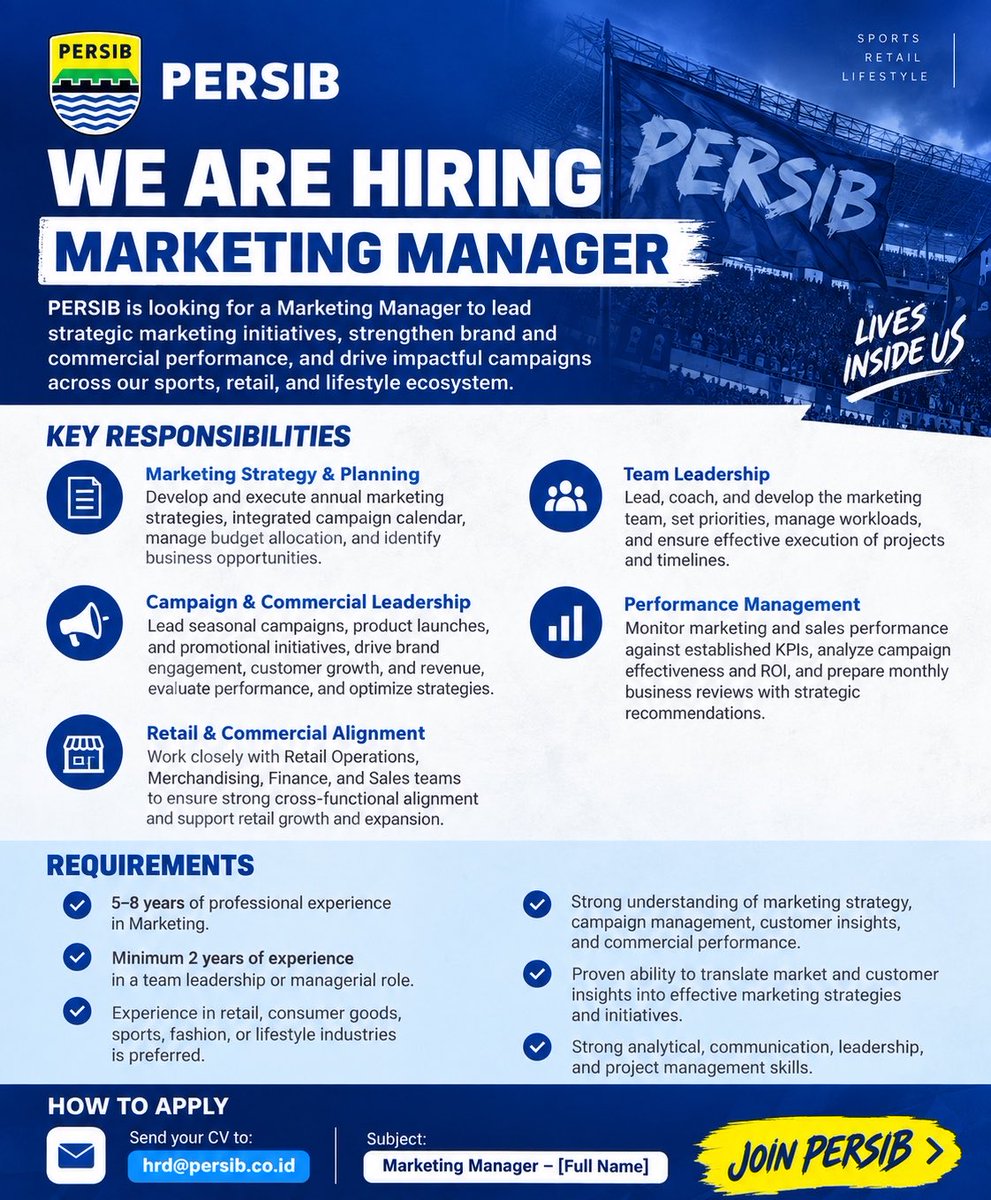 magnecareer's tweet photo. #LokerPam - PERSIB - Marketing Manager https://t.co/OGE7VSdeUG