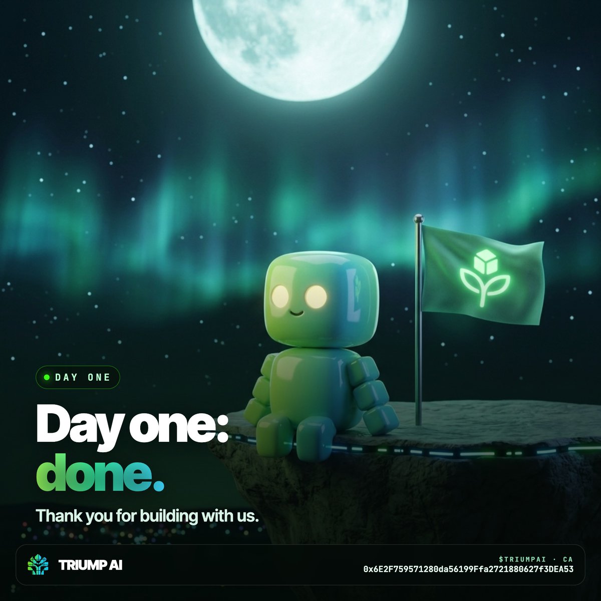 usetriumpai's tweet photo. Day one on Robinhood Chain: done.

Thank you to everyone who built, bought and shared today. Tomorrow we build what you asked for.

$TRIUMPAI
CA: 0x6E2F759571280da56199Ffa2721880627f3DEA53

https://t.co/udj6wuY61E https://t.co/3oD84uQggU