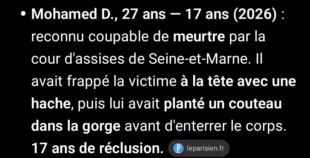 lelapindufutur's tweet photo. Juste une question, pourquoi tous ces meurtriers (et des centaines d'autres) ont-ils pris moins que Loïk Le Priol ? Si quelqu'un pouvait m'éclairer https://t.co/ZsMiZFXrKa
