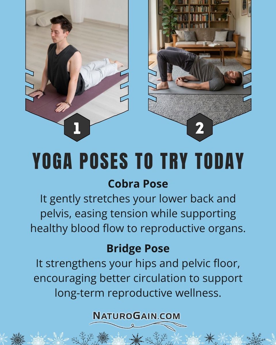 AldrichGoleman's tweet photo. 4 Yoga Poses for Male Fertility and Healthy Sperm Function Guide

Support Naturally ✨🌿https://t.co/dBf0B4P19P

Simple stretches like Cobra Pose and Bridge Pose can ease tension, support pelvic blood flow, and help you feel calmer under stress.

#malefertilitysupport https://t.co/hUwbbsw2Ed