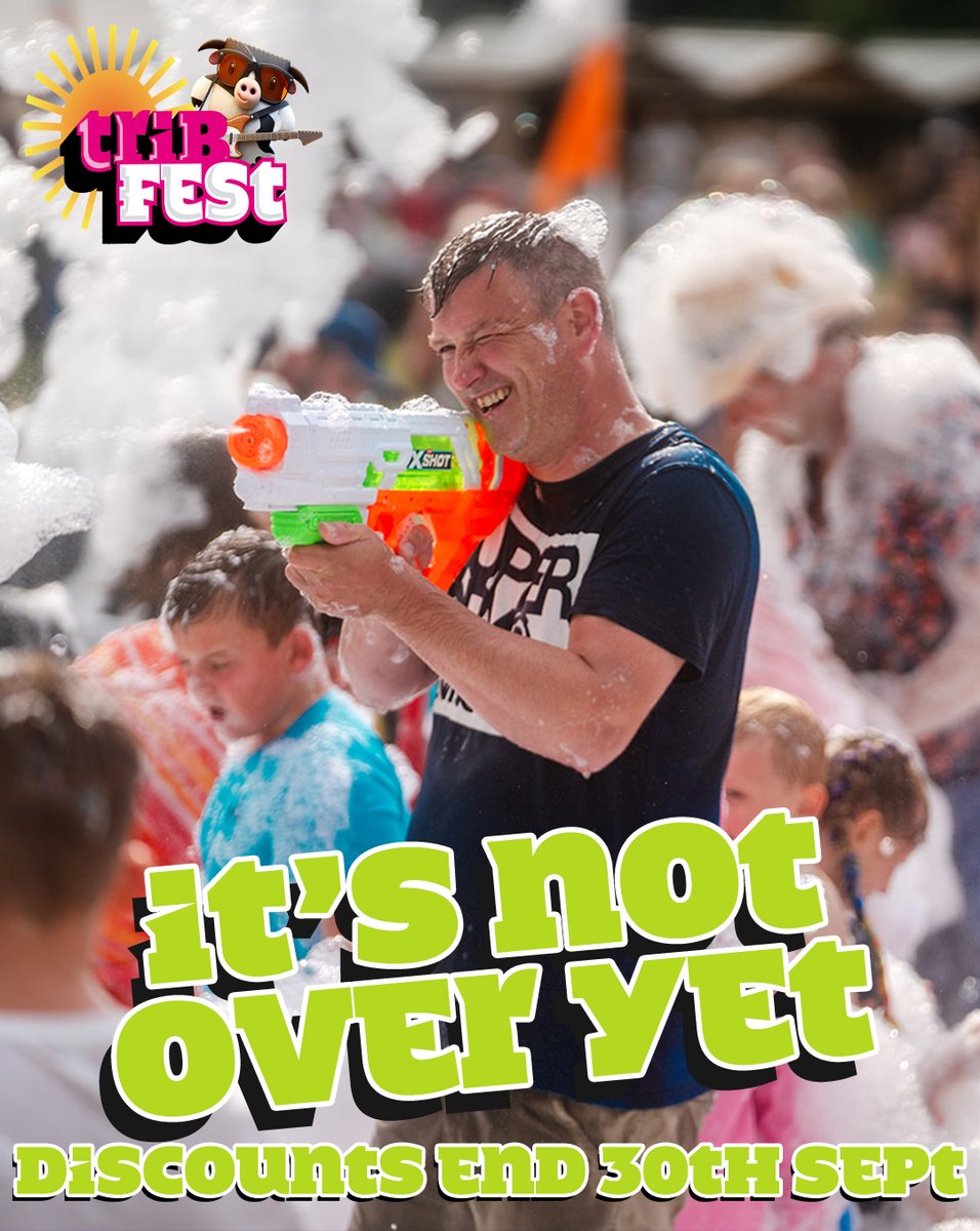 TribfestUk's tweet photo. 💚 YOUR LITTLE WEEKEND REMINDER...

⏰ Discounted tickets end MIDNIGHT Wednesday 30th September.

🎶 20th–22nd August 2027
🎉 Thursday Early Entry – 19th August

Make the most of the discount while you can! 🎟️
Visit Website!

#Tribfest2027 #Tribfest20 #Tribfest https://t.co/SAx0HgxgB7