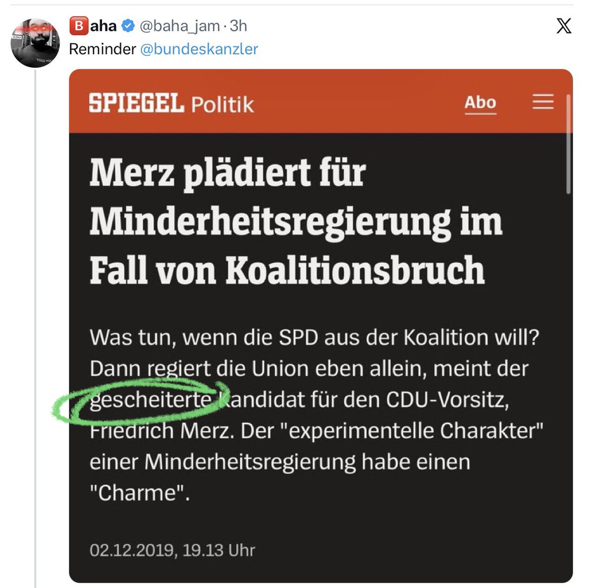 dammiLoh's tweet photo. Textverständnis - so wichtig. 🤡

#niemehrcducsu #merzversagen #merzbefreit #parteisoldätchen #fussvolk #merzlassnach #CDUfährtDeutschlandandieWand https://t.co/VHLpG8i6DK