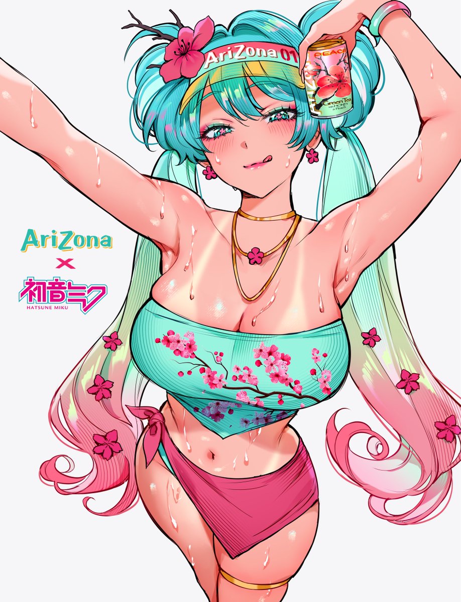 qiandaiyiyu's tweet photo. Arizona peach tea Miku https://t.co/enaH6IXfIs